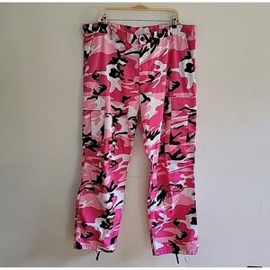 Backbone Camo Cargo Pants Pink 42 High Rise Straight Leg Casual Grunge Street